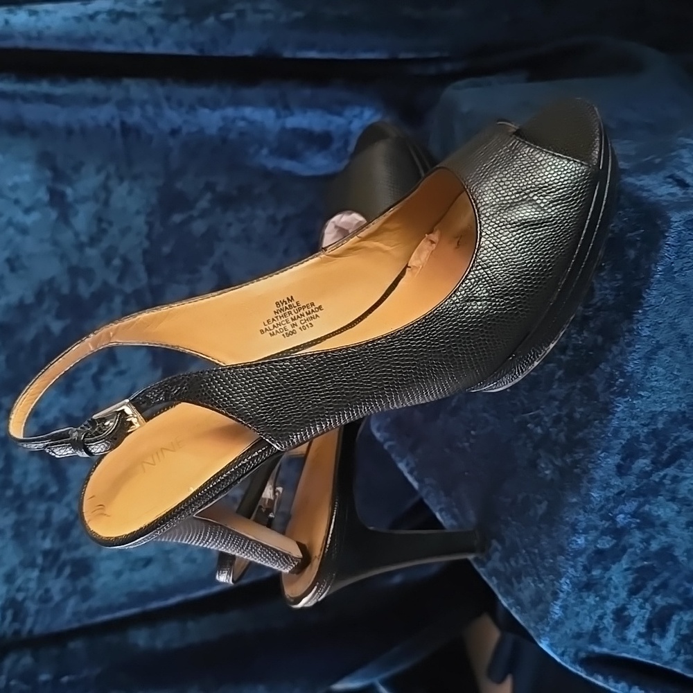 Nine West black mat stiletto with slight texture